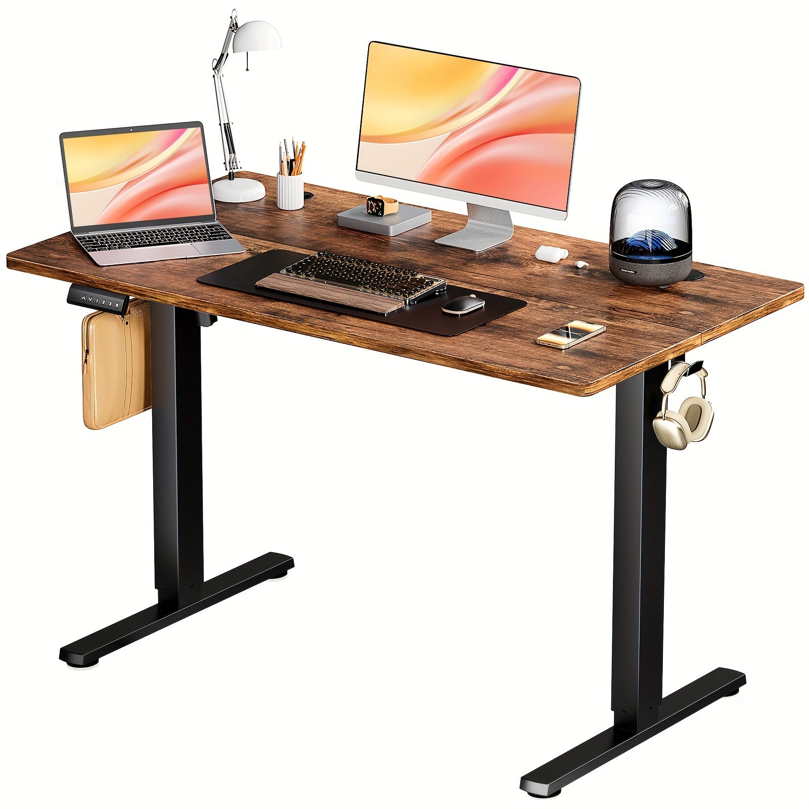 Height Adjustable Electric Standing Desk - 40/48/55/63 Inch Motorized Lift Computer Task Table with Spacious Workspace - Ergonomic Rising Desk for Office and Home with 4 Color Options